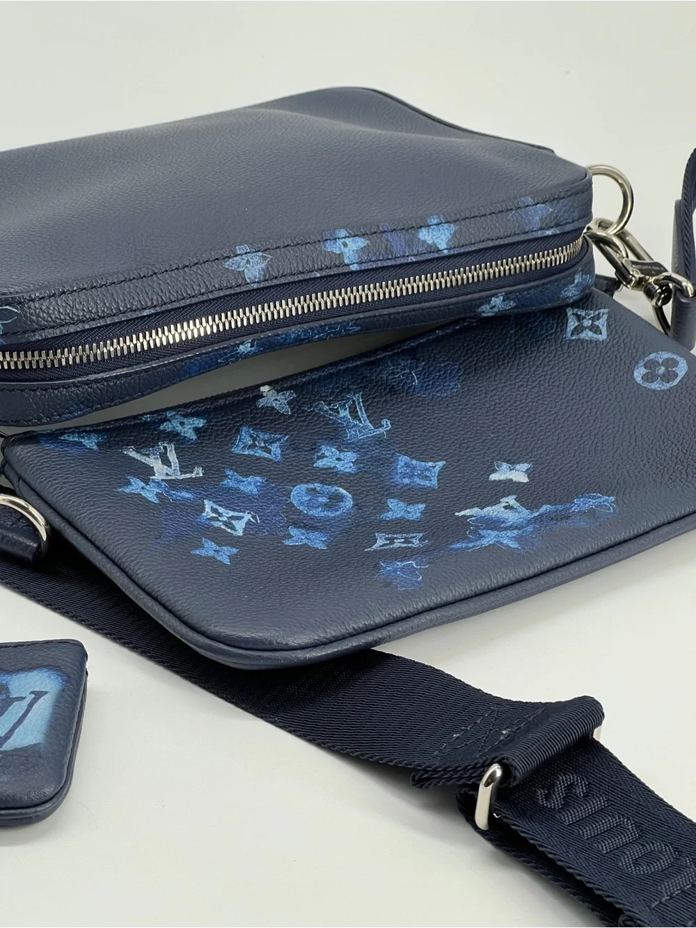 LOUIS VUITTON Trio Messenger Blue Monogram Watercolor Shoulder Bag